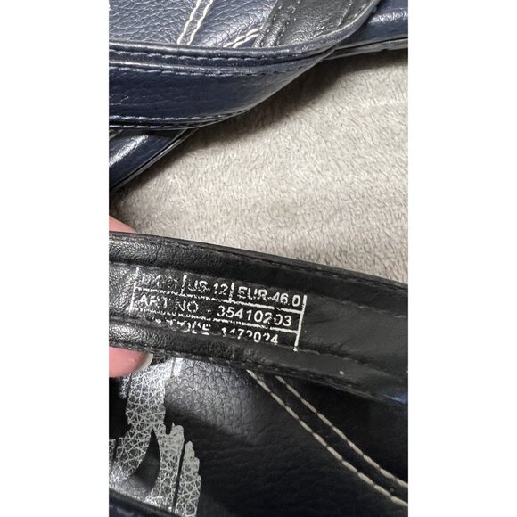 Men’s Puma Men’s 12 Navy Blue Shoes Logo Flip Flops Leather Sandals Summer - Picture 7 of 7